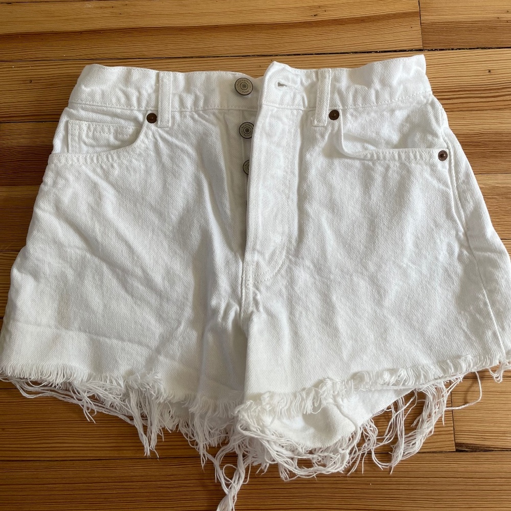 Reformation White Jean Shorts